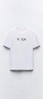 Yoga Yazılı Tasarım Baskılı Beyaz Kadın T-shirt
