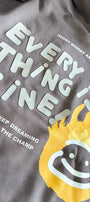  Every Thing Is Fine Baskılı Unisex Lacivert Kapüşonlu Sweatshirt – 3 İplik Şardonlu Kumaş