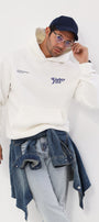 Kapüşonlu İçi Polar Eighty Five Yazı Baskılı Beyaz Oversize Hoodie Sweatshirt