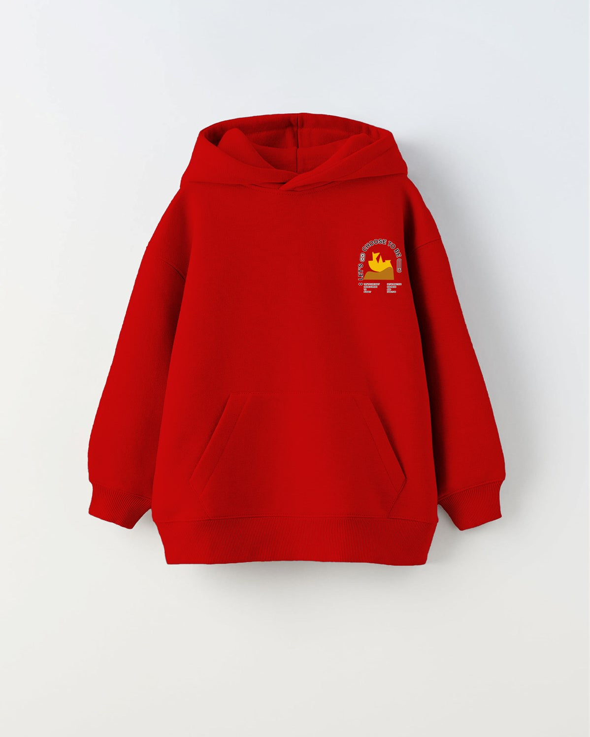 Kapüşonlu İçi Polar Let's Choose To Be Kind Baskılı Kırmızı Unisex Çocuk Hoodie Sweatshirt