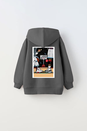 Kapüşonlu İçi Polar I Love This Game Yazılı Basketbol Baskılı Füme Unisex Çocuk Sweatshirt