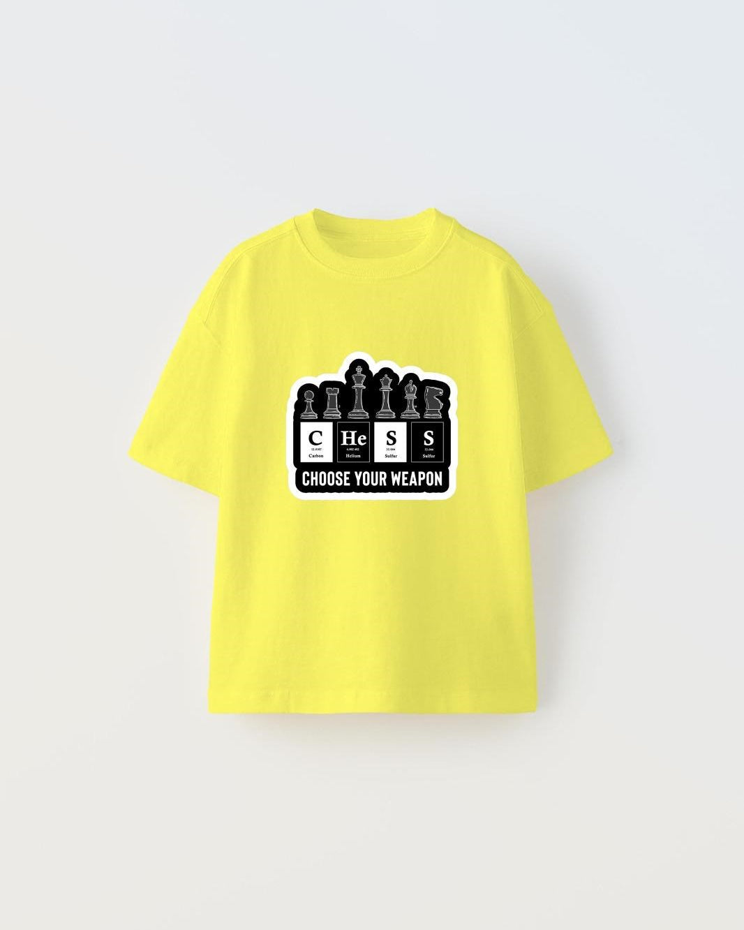 Choose Your Weapon Yazılı Satranç Tasarım Baskılı Sarı Çocuk T-Shirt