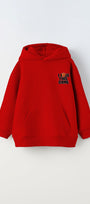 Kapüşonlu İçi Polar I Love This Game Yazılı Basketbol Baskılı Kırmızı Unisex Çocuk Hoodie Sweatshirt