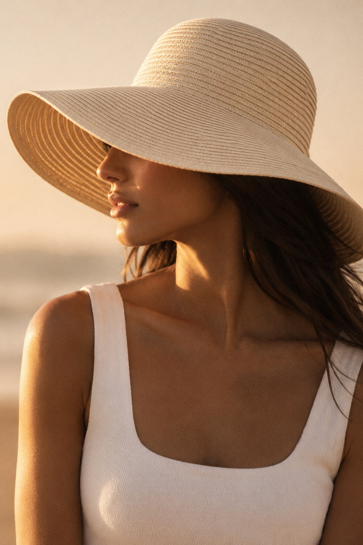 Kadın Marea Sole Geniş Kenarlı Hasır Şapka Ekru – Plaj, Tatil ve Yaz Kombinleri İçin Şık