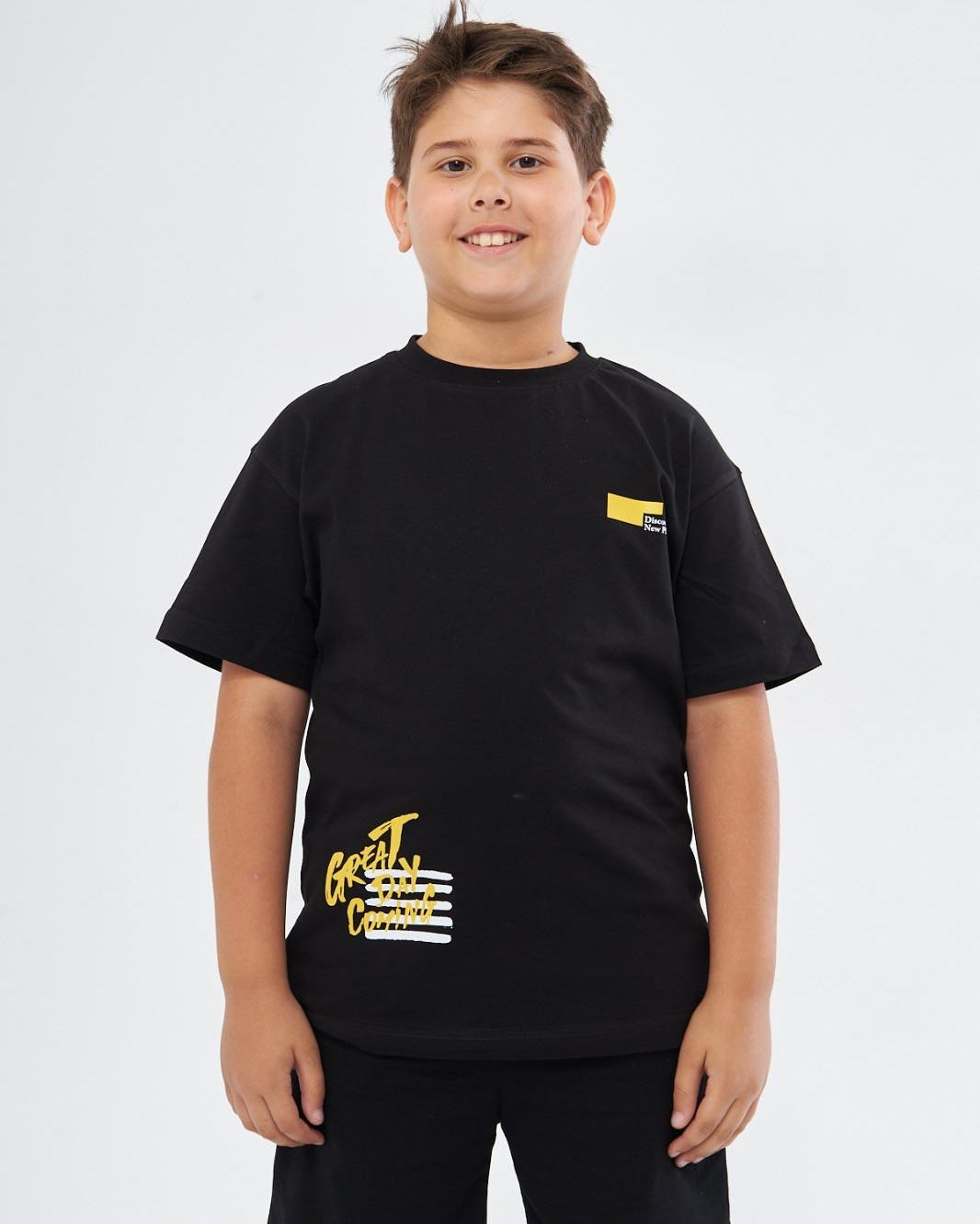 Great Day Coming Yazı Baskılı Siyah Çocuk T-shirt