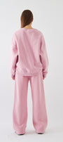 Unisex Oversize Eşofman Takımı Basic Pembe – Bisiklet Yaka, Boru Paça, 3 İplik Şardonlu Polar