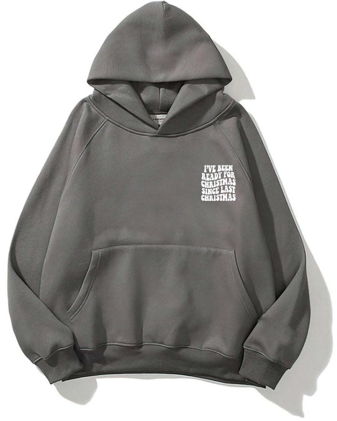 Kapüşonlu İçi Polar Christmas Yazı Baskılı Füme Unisex Sweatshirt