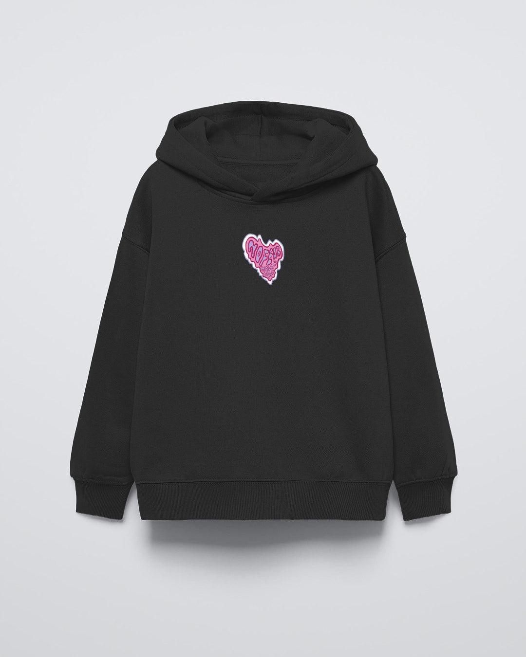 Siyah Kapüşonlu No Fear Baskı Detaylı Oversize Çocuk Hoodie