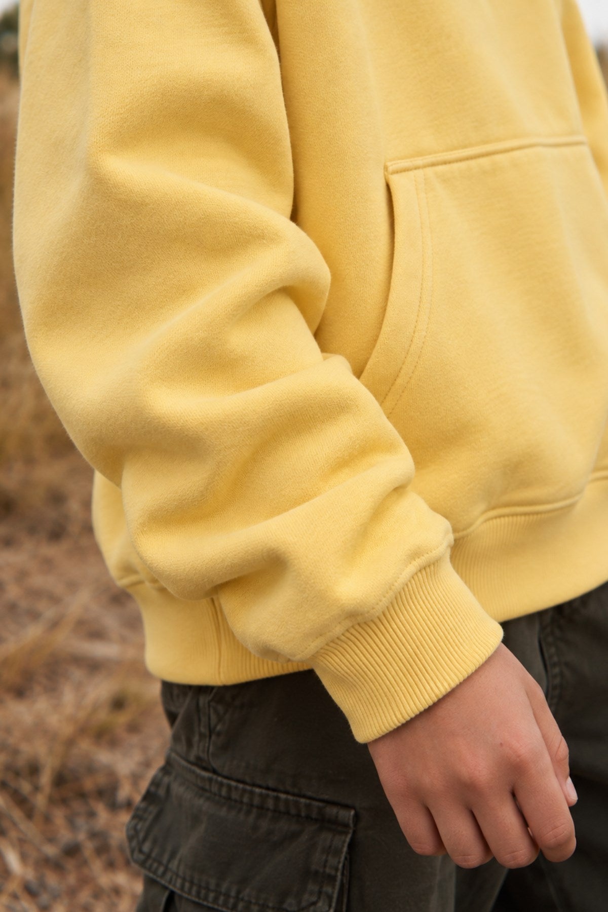 Erkek Çocuk Oversize Hoodie My Caddy Falls Baskılı Sarı – Kapüşonlu, Cepli, 3 İplik Polar