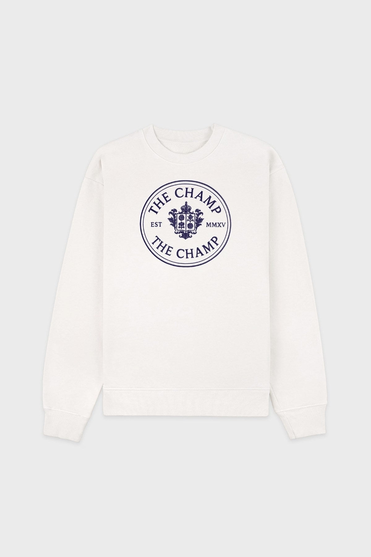 Unisex Ekru Sweatshirt – The Champ Armalı, Bisiklet Yaka, Şehir ve Üniversite Tarzı