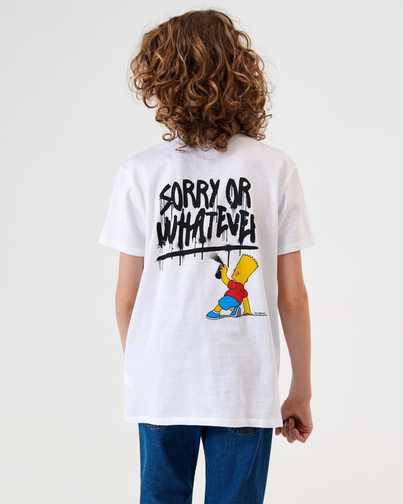 Sorry Or Whatever Yazılı Bart Simpson Baskılı Beyaz Çocuk T-Shirt