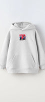 Kapüşonlu İçi Polar Satranç Baskılı Beyaz Unisex Çocuk Hoodie Sweatshirt