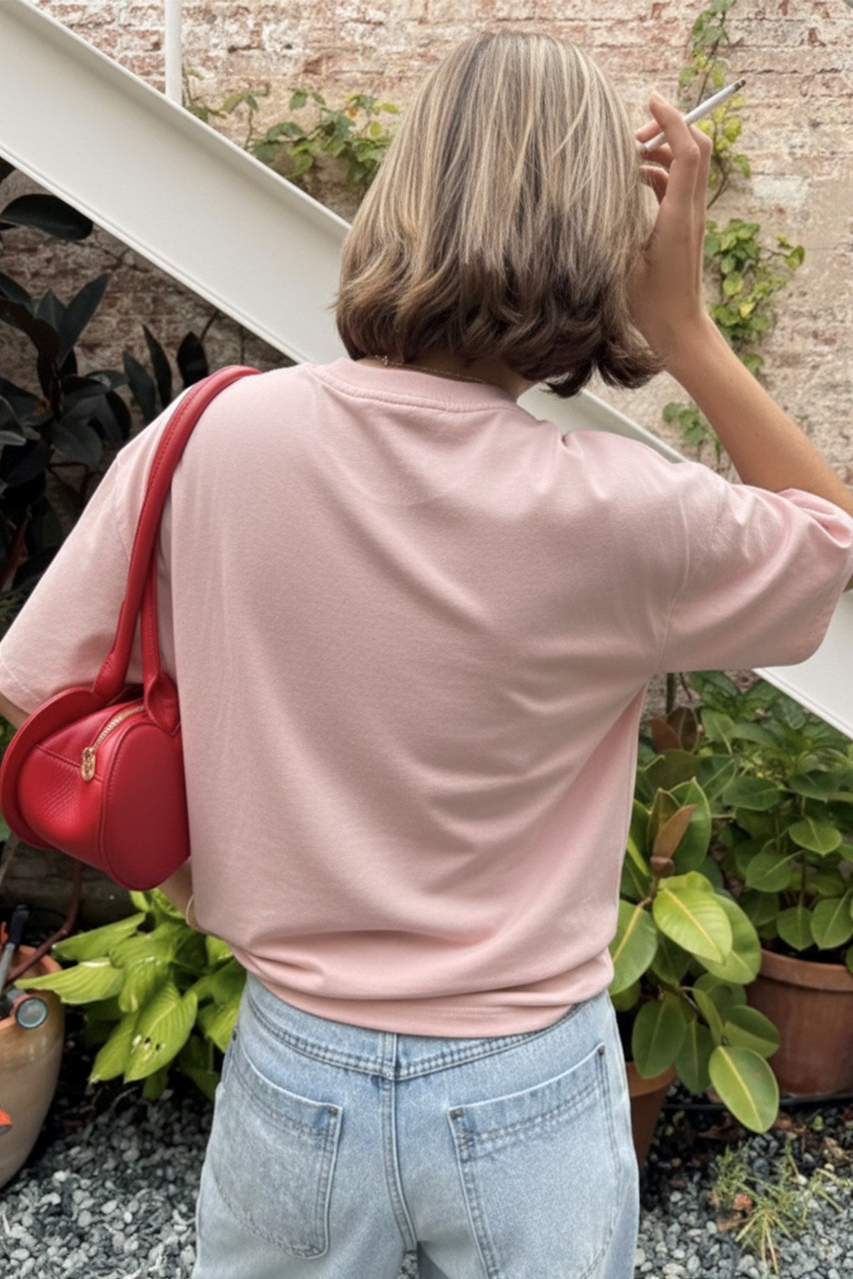 Kadın Oversize Tişört Campus Bear Baskılı Pembe – Bisiklet Yaka, Rahat Kalıp, %100 Pamuk