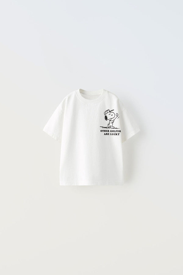 Other Golfers Are Lucky Yazılı Snoppy Tasarım Baskılı Beyaz Çocuk T-Shirt 