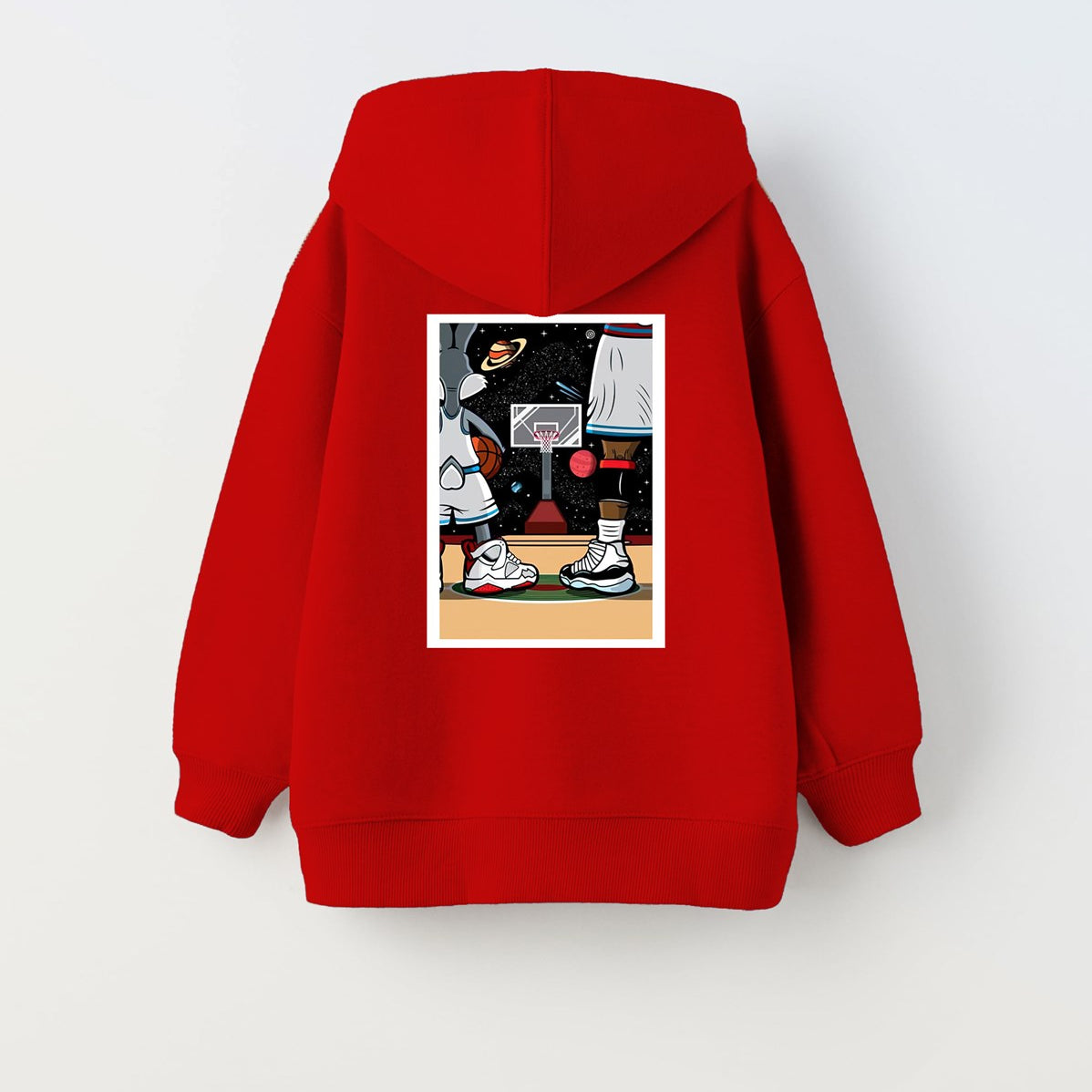 Kapüşonlu İçi Polar I Love This Game Yazılı Basketbol Baskılı Kırmızı Unisex Çocuk Hoodie Sweatshirt