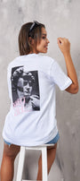 Perfect Life Yazılı Heykel Tasarım Baskılı Beyaz Kadın T-Shirt 