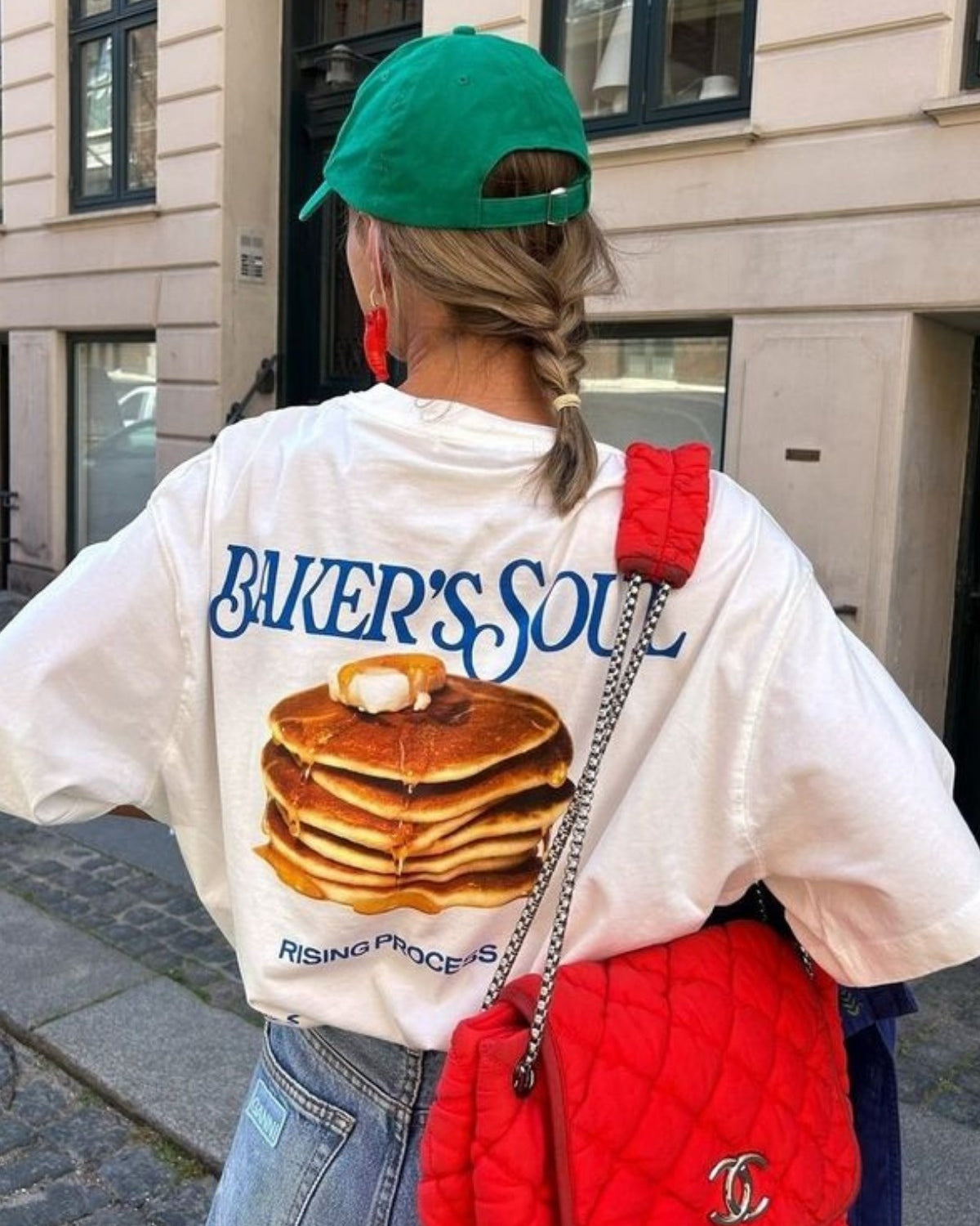Kadın Pancake Baskılı “Baker’s Soul” Oversize Sokak Stili Tişört