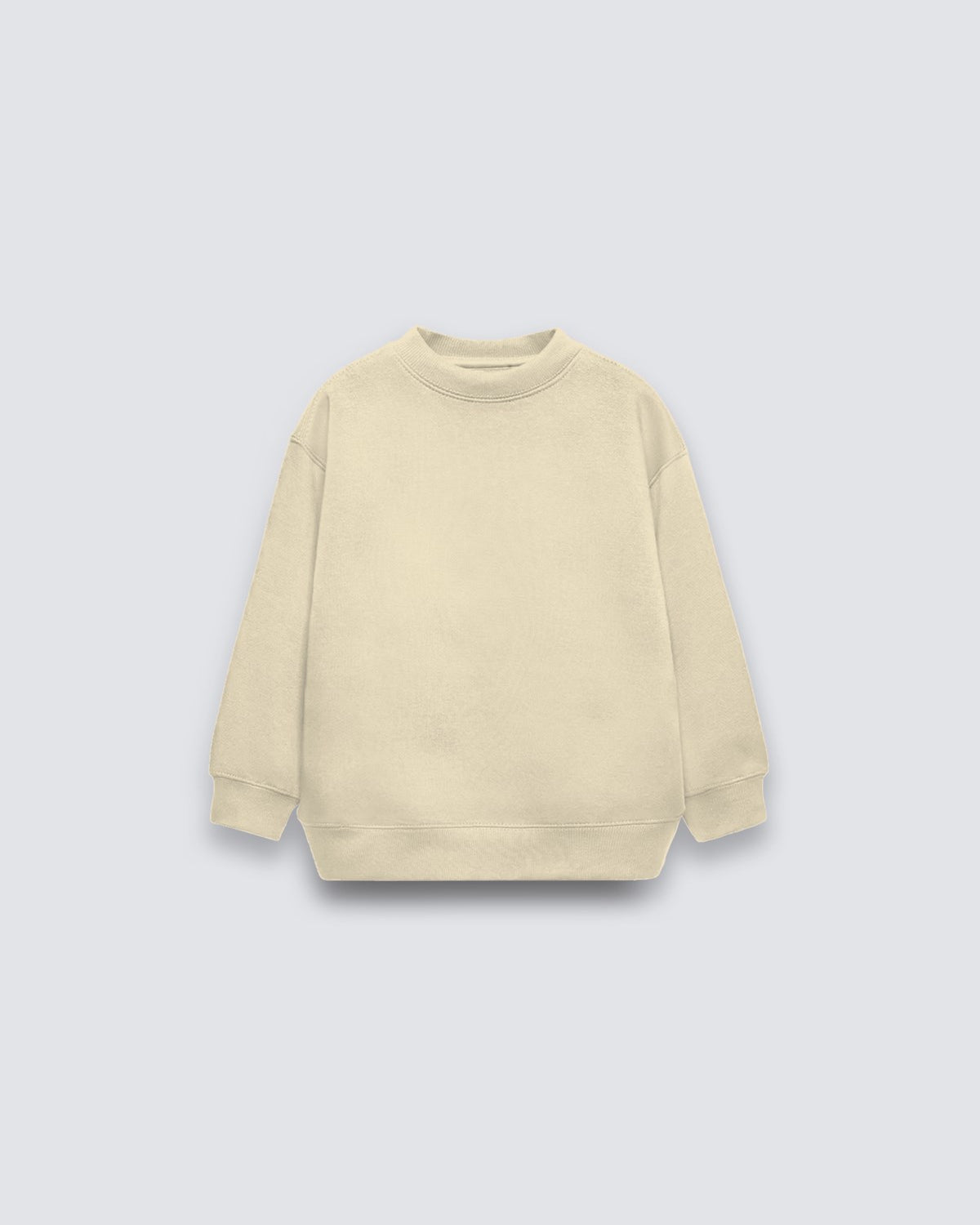 Bej Çocuk Basic Bisiklet Yaka İçi Polar Oversize Sweatshirt