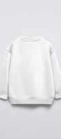 Beyaz Bisiklet Yaka Leopar Teddy Baskılı Oversize Çocuk Sweatshirt