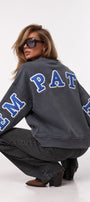 Kadın Oversize Sweatshirt Empathy 3D Baskılı Füme – Bisiklet Yaka, 3 İplik Şardonlu Polar