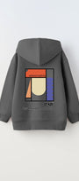 Kapüşonlu İçi Polar Updated Simplicity Baskılı Füme Unisex Çocuk Hoodie Sweatshirt