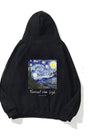 Kapüşonlu İçi Polar Vincent Van Gogh Baskılı Siyah Unisex Hoodie Sweatshirt