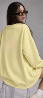 Kadın Oversize Sweatshirt Elbise Bad Club Baskılı Sarı – Bisiklet Yaka, 3 İplik Şardonlu Polar