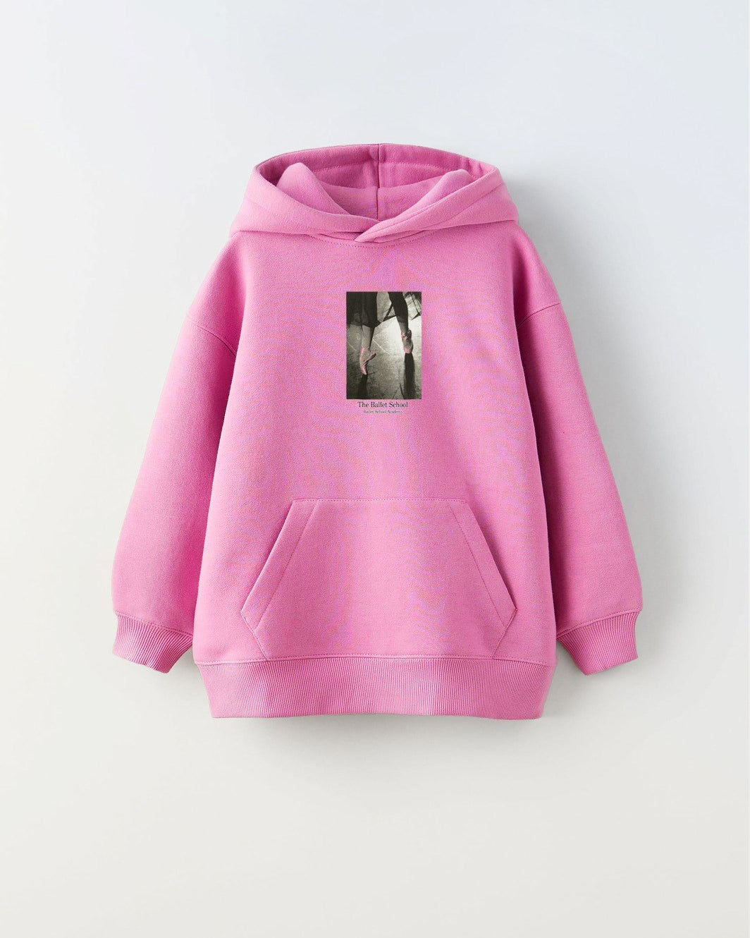 Kapüşonlu İçi Polar The Ballet School Baskılı Pembe Unisex Çocuk Sweatshirt