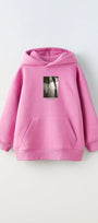 Kapüşonlu İçi Polar The Ballet School Baskılı Pembe Unisex Çocuk Sweatshirt
