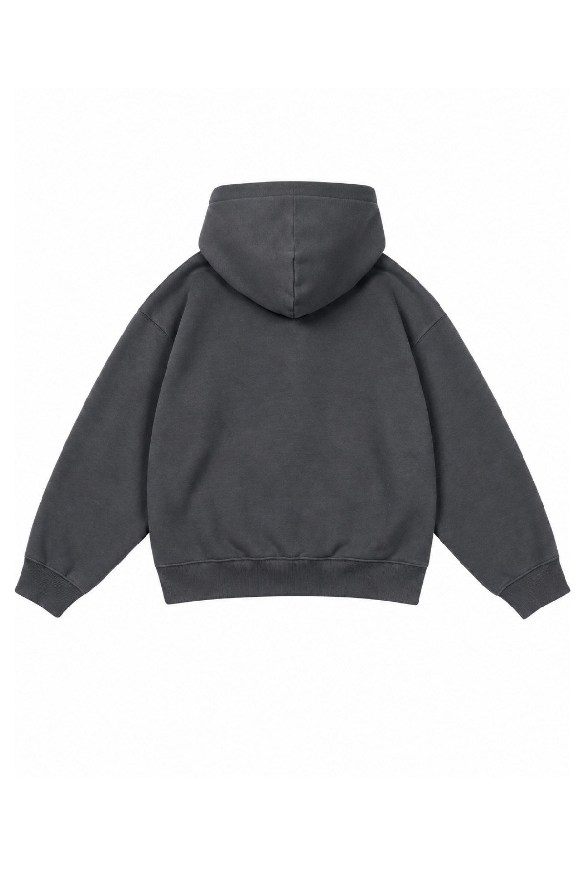 Erkek Çocuk Oversize Basic Hoodie Sweatshirt Füme – Kapüşonlu, Kanguru Cepli, 3 İplik Polar