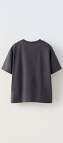Extra Fun Yazılı Alevli Kalp Tasarım Baskılı Gri Çocuk T-Shirt