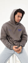 Kapüşonlu İçi Polar Eighty Five Yazı Baskılı Füme Hoodie Oversize Sweatshirt