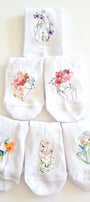Unisex Beyaz Uzun Çorap Flower Girl - Nefes Alan Pamuklu-Koku Oluşumunu Azaltmaya Yardımcı 6’lI 