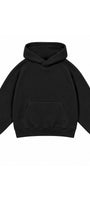 Erkek Çocuk Oversize Basic Hoodie Sweatshirt Siyah– Kapüşonlu, Kanguru Cepli, 3 İplik Polar