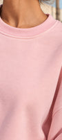 Kadın Oversize Sweatshirt Paradise Varsity Kabartma Baskılı Pembe – Bisiklet Yaka, 3 İplik Şardonlu Polar