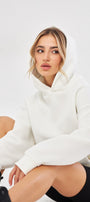 Kapüşonlu İçi Polar Beyaz Unisex Oversize Hoodie Sweatshirt