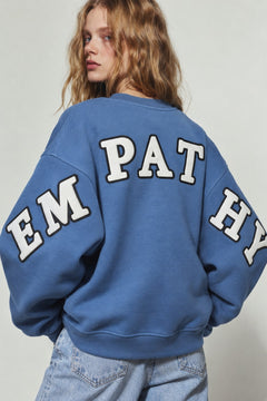 Kadın Oversize Sweatshirt Empathy 3D Baskılı Marine – Bisiklet Yaka, 3 İplik Şardonlu Polar