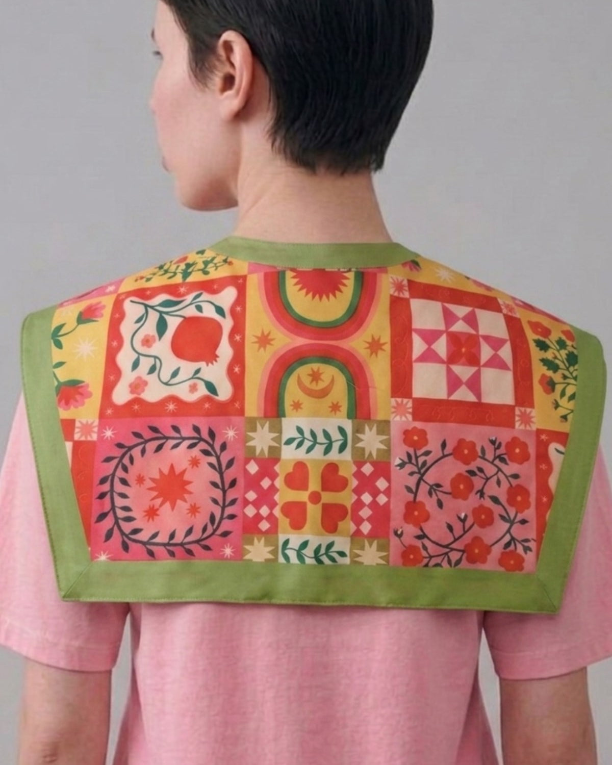 Kadın Oversize Tişört Anatolia Bloom Şal Yaka Aksesuarlı Pembe – Rahat Kalıp, %100 Pamuk