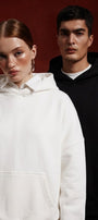 Unisex 2’li Oversize Basic Hoodie Siyah & Beyaz – Kapüşonlu, Cepli, 3 İplik Şardonlu Polar