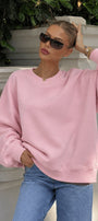 Kadın Oversize Sweatshirt Empathy 3D Baskılı Pembe – Bisiklet Yaka, 3 İplik Şardonlu Polar