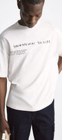 Bisiklet Yaka Unknown Desire Baskılı Oversize Beyaz Erkek T-shirt
