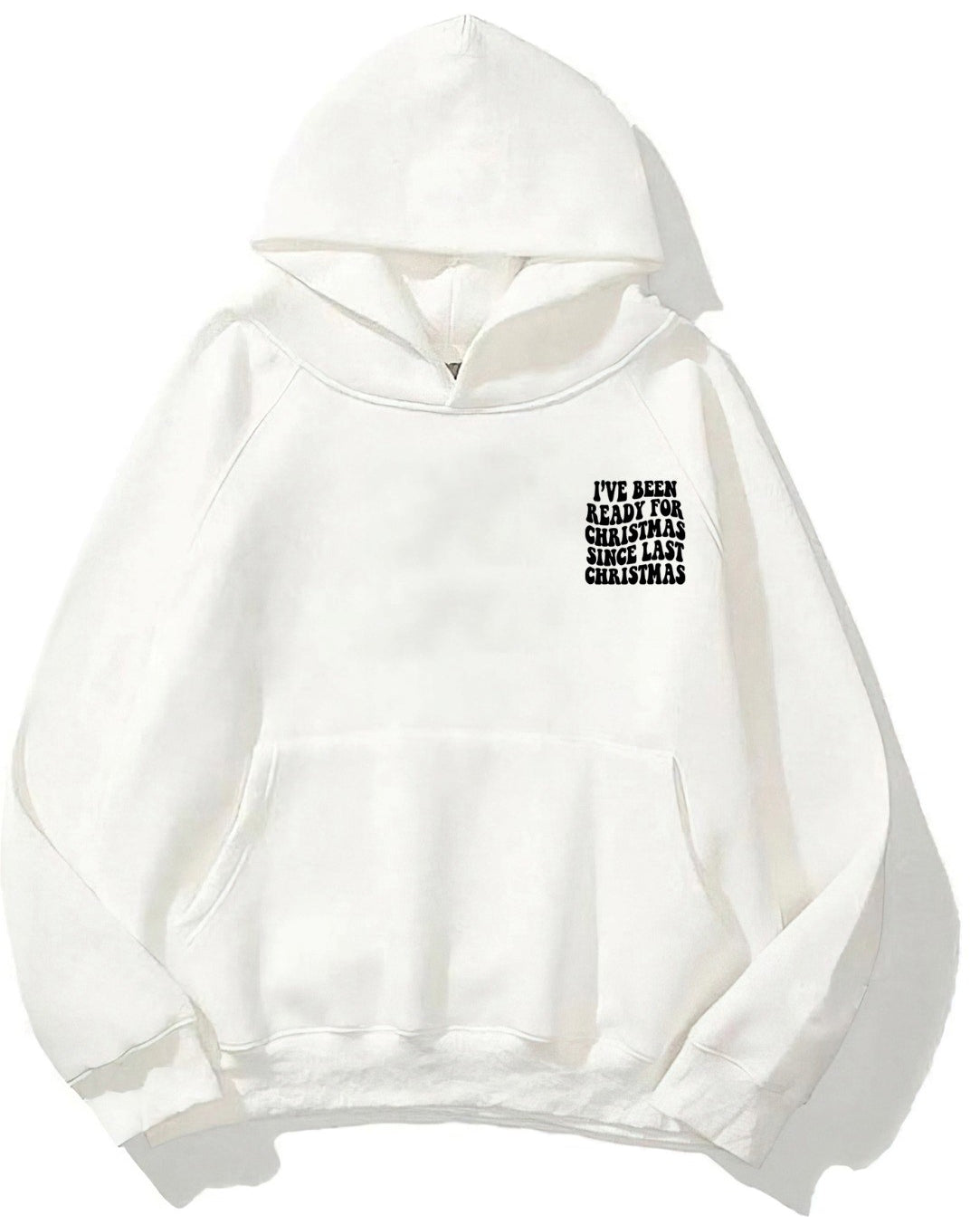 Kapüşonlu İçi Polar Christmas Yazı Baskılı Beyaz Unisex Sweatshirt
