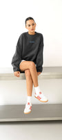 Kadın Oversize Sweatshirt CHMP STUDIOS Füme – Bisiklet Yaka, 3 İplik Şardounlu Polar