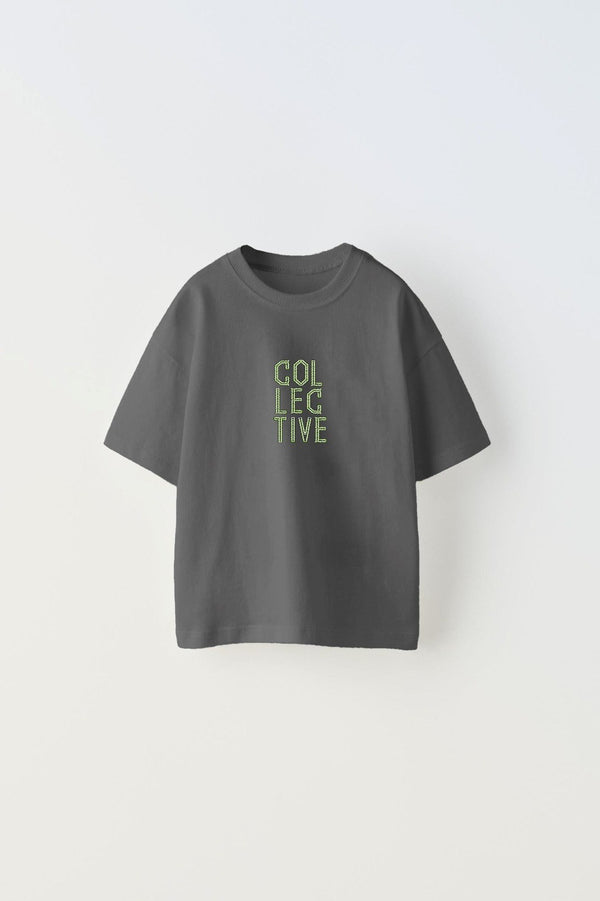 Collective Fly Knıt Yazılı Futbol Tasarım Baskılı Füme Çocuk T-shirt