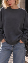 Kadın Oversize Sweatshirt Empathy 3D Baskılı Füme – Bisiklet Yaka, 3 İplik Şardonlu Polar