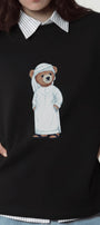 Kadın Oversize Tişört Emirati Bear Baskılı Siyah – Bisiklet Yaka, Rahat Kalıp, %100 Pamuk