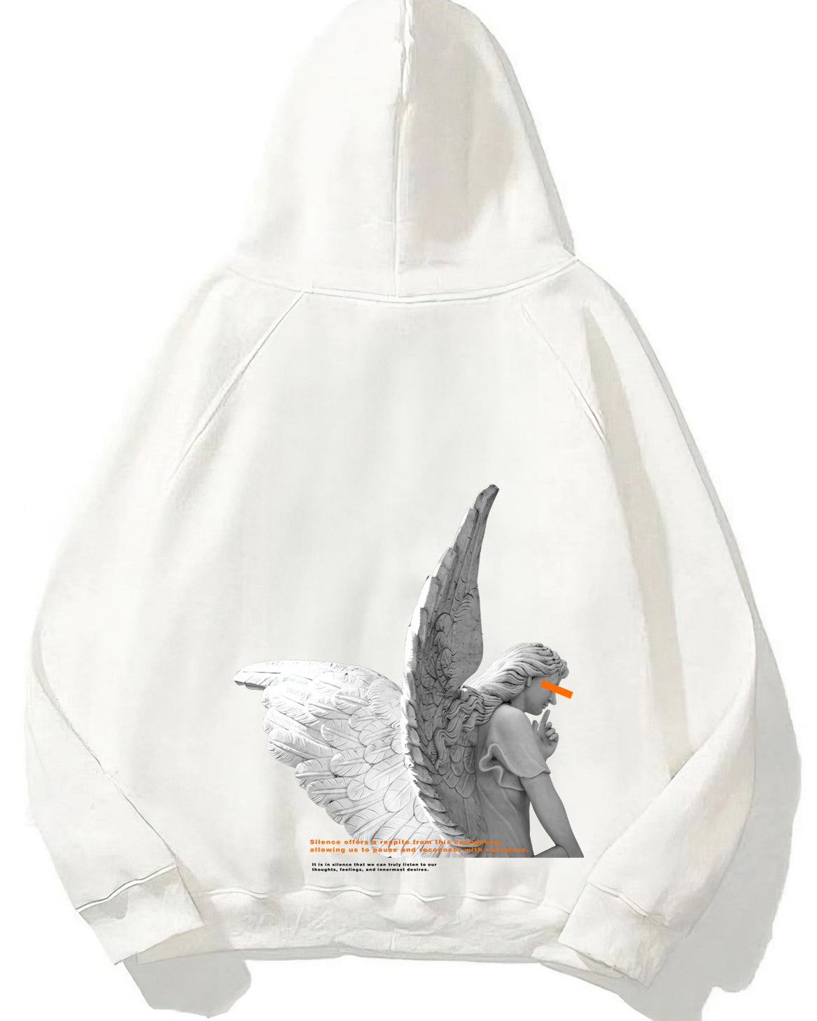 Kapüşonlu İçi Polar Art Work Heykel Baskılı Beyaz Unisex Hoodie Sweatshirt