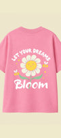 Kız Çocuk Tişört Let Your Dreams Bloom Baskılı Pembe – Bisiklet Yaka, Rahat Kalıp, %100 Pamuk