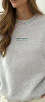 Kadın Oversize Sweatshirt CHMP STUDIOS Gri – Bisiklet Yaka, 3 İplik Şardounlu Polar