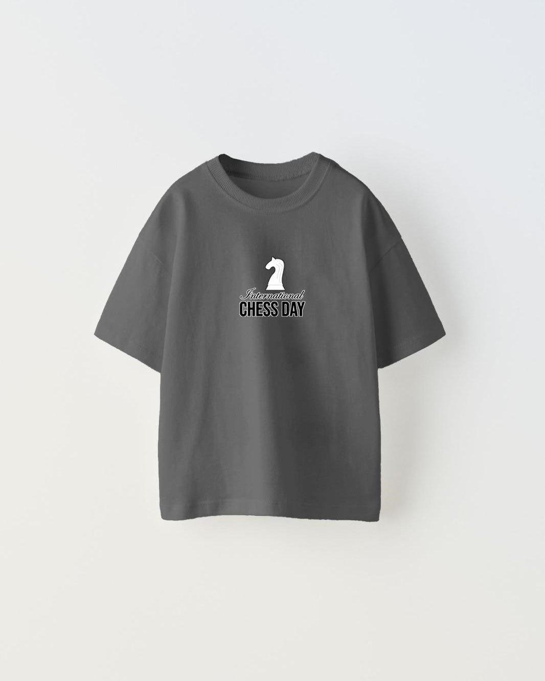 International Chess Day Yazılı Satranç Tasarım Baskılı Füme Çocuk T-Shirt